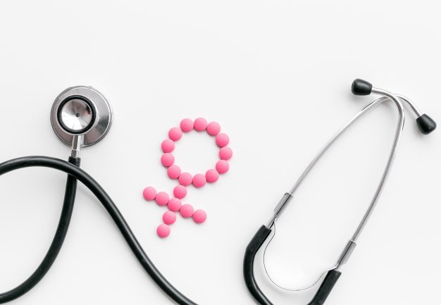 聴診器と女性マーク
